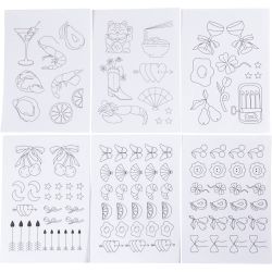 Feuilles de Broderie Hydrosolubles, Motifs d&eacute;coratifs, A5, feuille 148,5x210 mm, 6 flles/ 1 Pq.