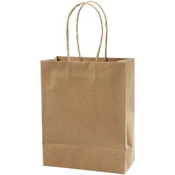 Sac en papier, H : 23 cm, L : 18x9 cm, 125 gr, brun, 10pièces/ 1 Pq.