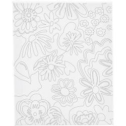 Toile de peintre imprimée, Fleurs, P: 1,6 cm, dim. 24x30 cm, 360 gr, 1 pièce