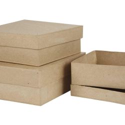 Boîtes Carrées, H : 5+6+7,5 cm, dim. 16+18+20 cm, 3pièces/ 1 set