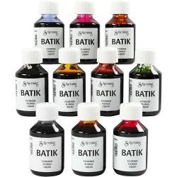 Peinture Batik pour textile, ass. de couleurs, 10x100ml/ 1 Pq.