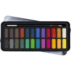 Kit aquarelle, dim. 12x30 mm, ass. de couleurs, 24couleurs/ 1 Pq.