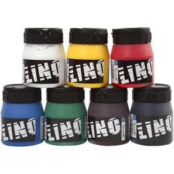 Encre pour Linogravure, ass. de couleurs, 7x250 ml/ 1 Pq.