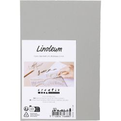 Linoleum, dim. 10x15 cm, ép. 3 mm, gris, 2 pièces/ 1 Pq.