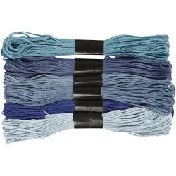 Fil à broder, ép. 1 mm, harmonie de bleus, 6boule/ 1 Pq.