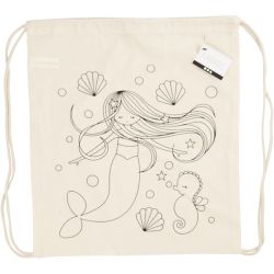 Sac de sport &agrave; cordon, sir&egrave;ne, dim. 37x41 cm, 110 gr, naturel clair, 1 pi&egrave;ce