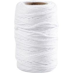 Ficelle de coton, 1,1 mm, blanc, 50m/ 1 rouleau