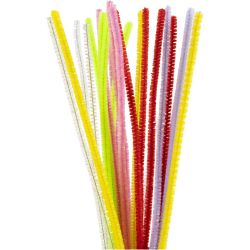 Fil chenille, 30 cm, 6 mm, couleurs de printemps, 24ass./ 1 Pq.