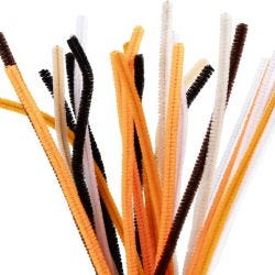 Fil chenille, L : 30 cm, ép. 6 mm, couleurs Halloween, 25 ass./ 1 Pq.