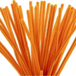 Fil chenille, L : 30 cm, ép. 6 mm, orange, 50 pièces/ 1 Pq.