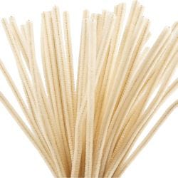Fil chenille, L : 30 cm, ép. 6 mm, beige, 50 pièces/ 1 Pq.