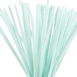 Fil chenille, L : 30 cm, ép. 6 mm, turquoise clair, 50 pièces/ 1 Pq.