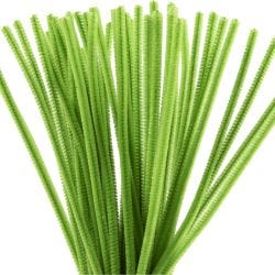Fil chenille, L : 30 cm, ép. 6 mm, vert citron, 50 pièces/ 1 Pq.