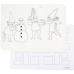 Calendrier de l'Avent décoré de lutins faisant une bataille de boules de neige