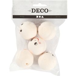 Boules de coton avec visages