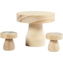 Table champignon avec chaises