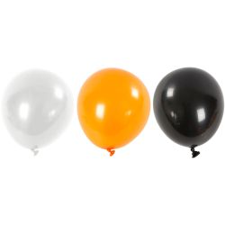 Ballons, Ronds, 23-26 cm, noir, orange, blanc, 10pièces/ 1 Pq.