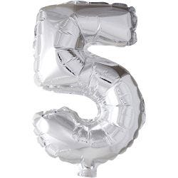 Ballon en aluminium, 5, H : 41 cm, argent, 1 pièce