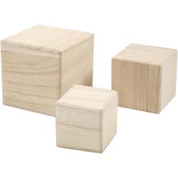 Cubes en bois, 5+6+8 cm, 3pièces/ 1 Pq.