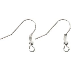 Crochet d’Oreille Français, L : 18 mm, argent, 10 pièces/ 1 Pq.