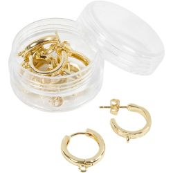Boucles créoles œillet, d 15 mm, ép. 3 mm, doré, 2x2 paires/ 1 Pq.