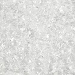 Perles &agrave; Facettes, dim. 3x4 mm, diam&egrave;tre int&eacute;rieur 0,8 mm, cristal, 100 pi&egrave;ces/ 1 Pq.