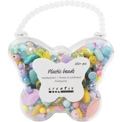 Perles en plastique, d 5-35 mm, diamètre intérieur 1-8 mm, ass. de couleurs, 193 gr, 300ml/ 1 Pq.