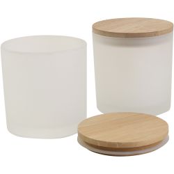 Pots en verre avec couvercles en bois