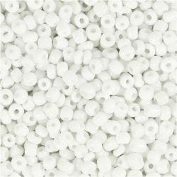Perles de Rocaille, d 3 mm, dim. 8/0, diamètre intérieur 0,6-1,0 mm, blanc, 25 gr/ 1 Pq.
