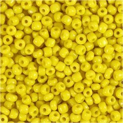 Perles de Rocaille, d 3 mm, dim. 8/0, diamètre intérieur 0,6-1,0 mm, jaune, 25 gr/ 1 Pq.