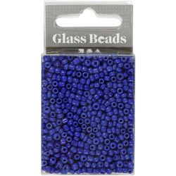 Perles de Rocaille, d 3 mm, dim. 8/0, diam&egrave;tre int&eacute;rieur 0,6-1,0 mm, bleu, 25 gr/ 1 Pq.