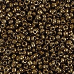 Perles de Rocaille, d 3 mm, dim. 8/0, diamètre intérieur 0,6-1,0 mm, bronze, 25 gr/ 1 Pq.
