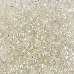 Perles de Rocaille, d 3 mm, dim. 8/0, diamètre intérieur 0,6-1,0 mm, argent, 25 gr/ 1 Pq.
