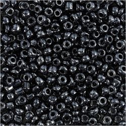 Perles de Rocaille, d 3 mm, dim. 8/0, diamètre intérieur 0,6-1,0 mm, noir métallique, 25 gr/ 1 Pq.