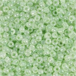 Perles de Rocaille, d 3 mm, dim. 8/0, diamètre intérieur 0,6-1,0 mm, vert clair, 25 gr/ 1 Pq.