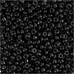 Perles de Rocaille, d 3 mm, dim. 8/0, diamètre intérieur 0,6-1,0 mm, noir, 25 gr/ 1 Pq.