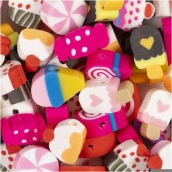 Perles figurines, Bonbons, gâteaux et glaces, 10 mm, 1,5 mm, 60pièces/ 1 Pq.
