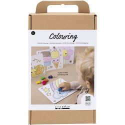 Kit DIY Coloriage, Planche à dessin, couleurs classiques, 1 Pq.