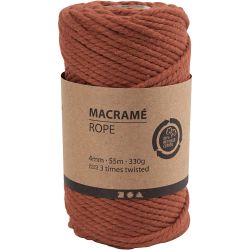 Cordon pour macram&eacute;, L : 55 M, d 4 mm, orange brul&eacute;, 330 gr/ 1 rouleau