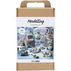 Kit DIY Modelage, Robot, bleu, gris, rouge, argenté, 1 Pq.