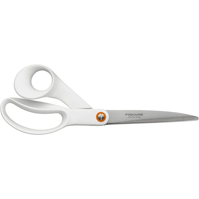 Fiskars Ciseaux à Usage Général, L : 24 cm, droitier, blanc, 1 pièce