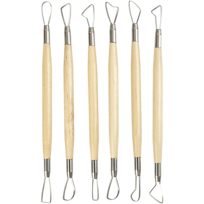 Outils de boucle en argile, anguleuses, L : 20 cm, 6 pièces/ 1 Pq.