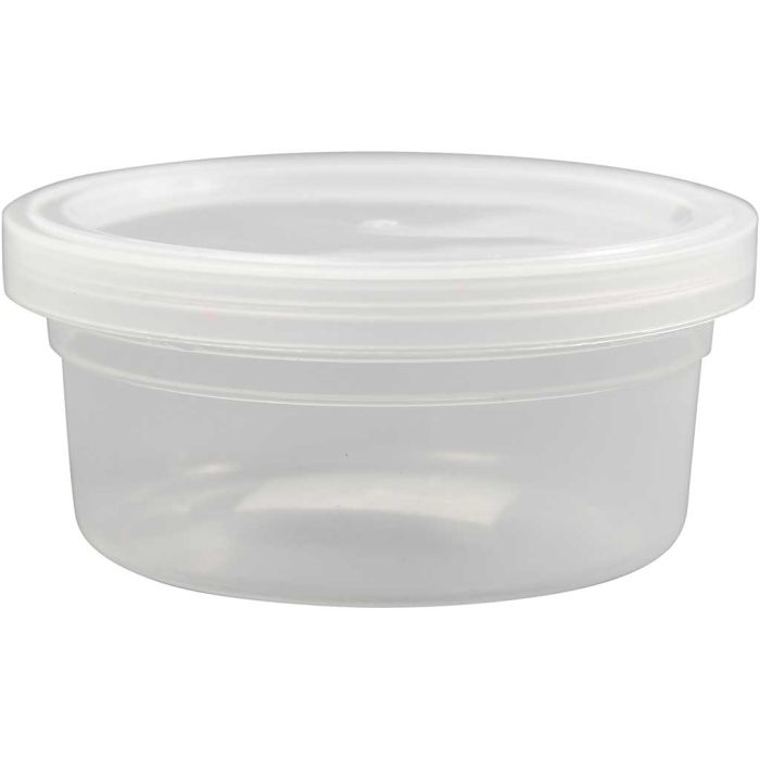 Pot en plastique avec couvercle, H : 38 mm, d 84 mm, 125 ml, 20 pièces/ 1 Pq.