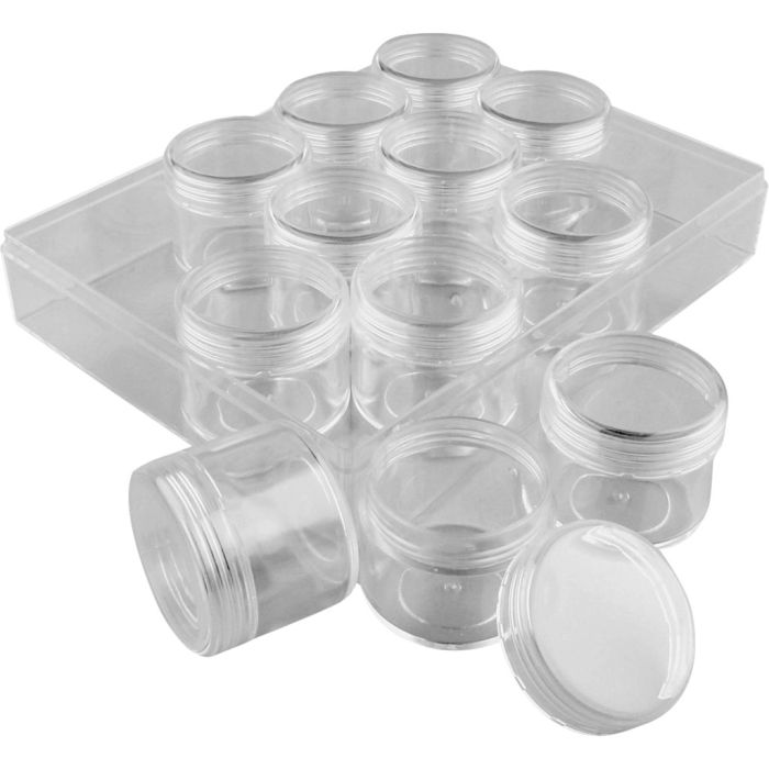 Coffret de rangement avec pots, H : 30 mm, d 35 mm, 20 ml, 12 pièces/ 1 set