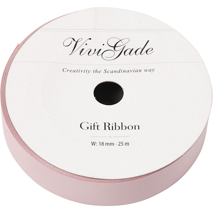 Ruban cadeau, L : 18 mm, mate, rose clair, 25 m/ 1 rouleau