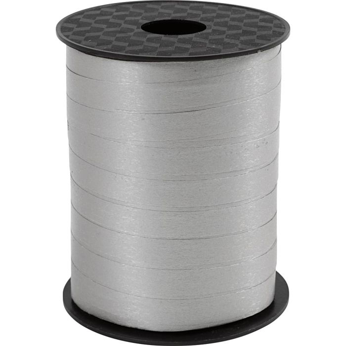 Ruban cadeau, L : 10 mm, mate, argent, 250 m/ 1 rouleau