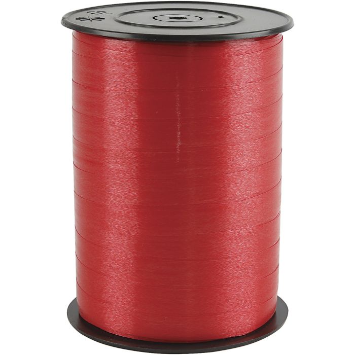 Ruban cadeau, L : 10 mm, brillante, rouge, 250 m/ 1 rouleau