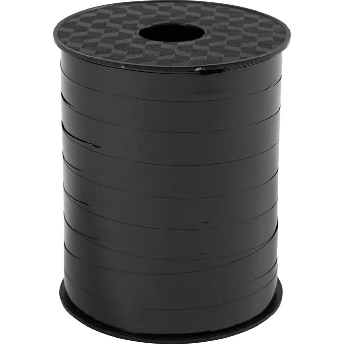 Ruban cadeau, L : 10 mm, brillante,Métallisé, noir, 250 m/ 1 rouleau