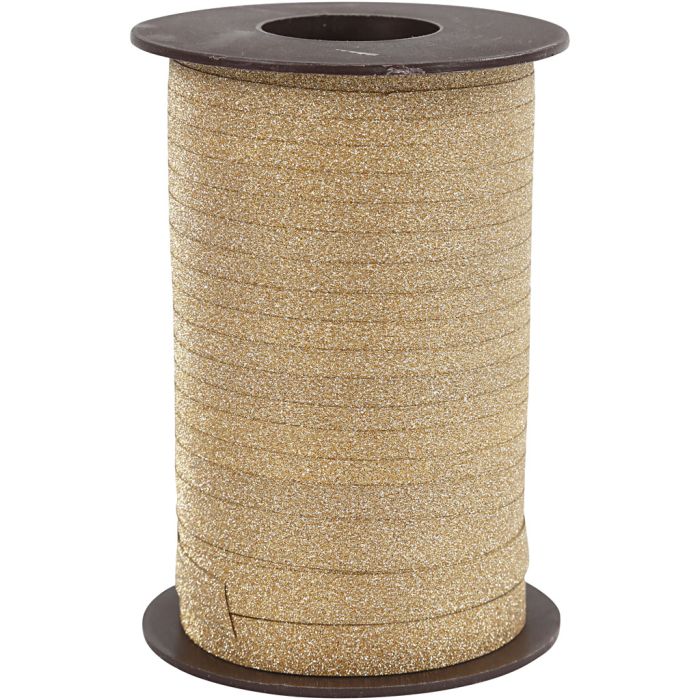 Ruban cadeau, L : 10 mm, paillettes, or, 100 m/ 1 rouleau
