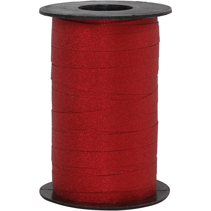 Ruban cadeau, L : 10 mm, paillettes, rouge, 100 m/ 1 rouleau